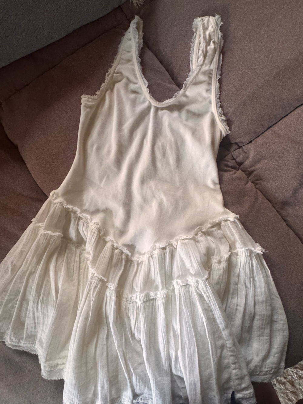 Free People Cream Tiered Cotton-Blend Girls Dress
